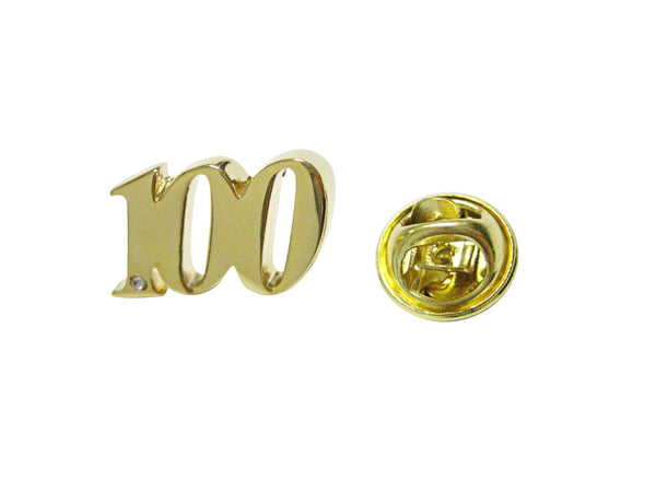 Gold Toned Age 100 Lapel Pin