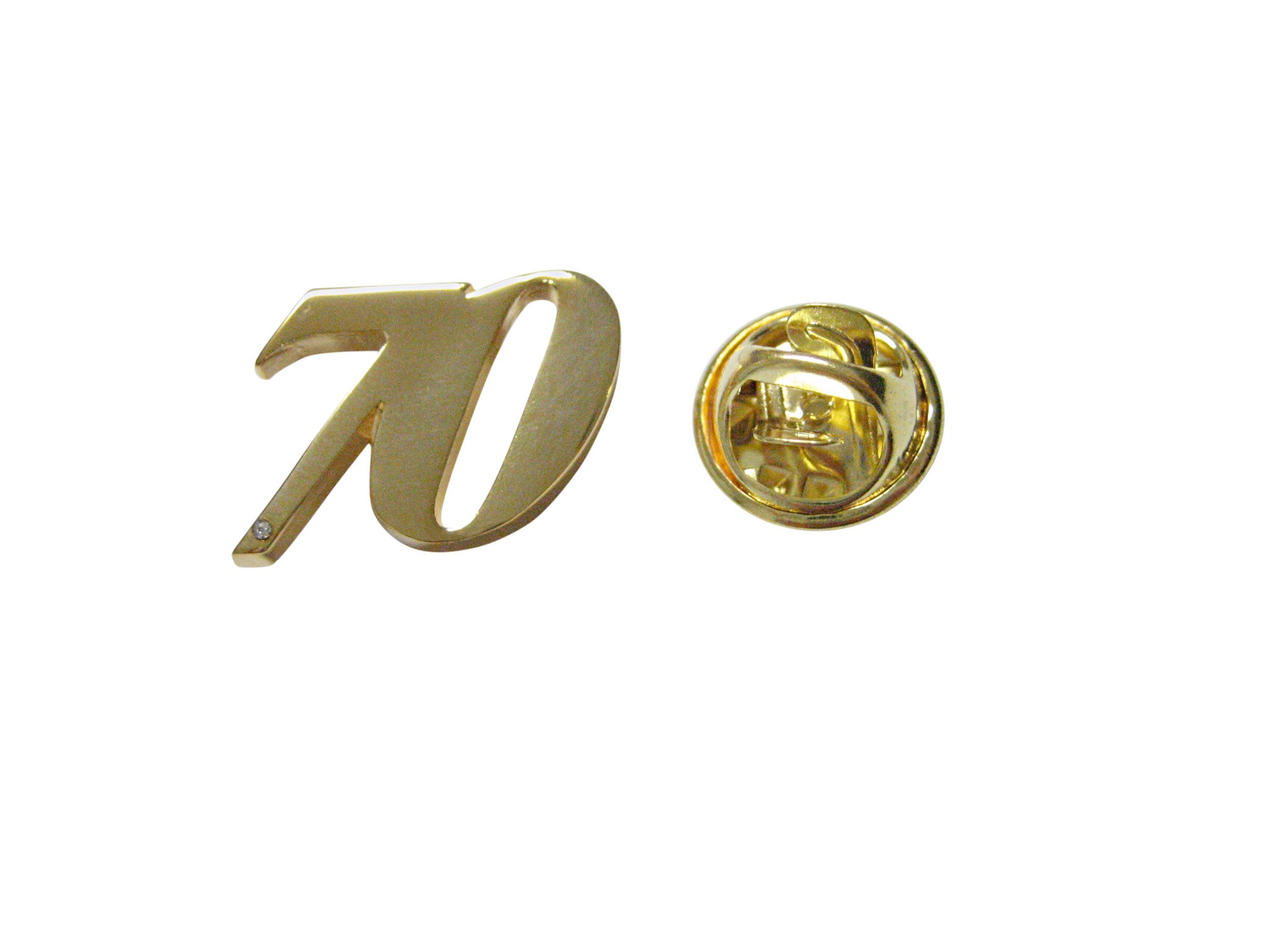 Gold Toned Age 70 Lapel Pin
