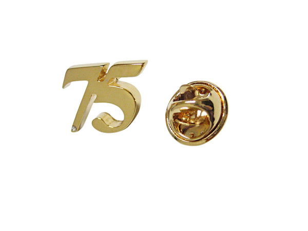 Gold Toned Age 75 Lapel Pin