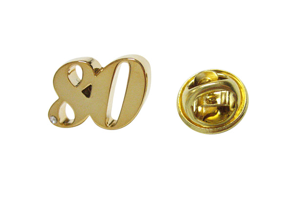 Gold Toned Age 80 Lapel Pin