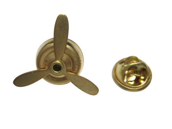 Gold Toned Airplane Propeller Lapel Pin