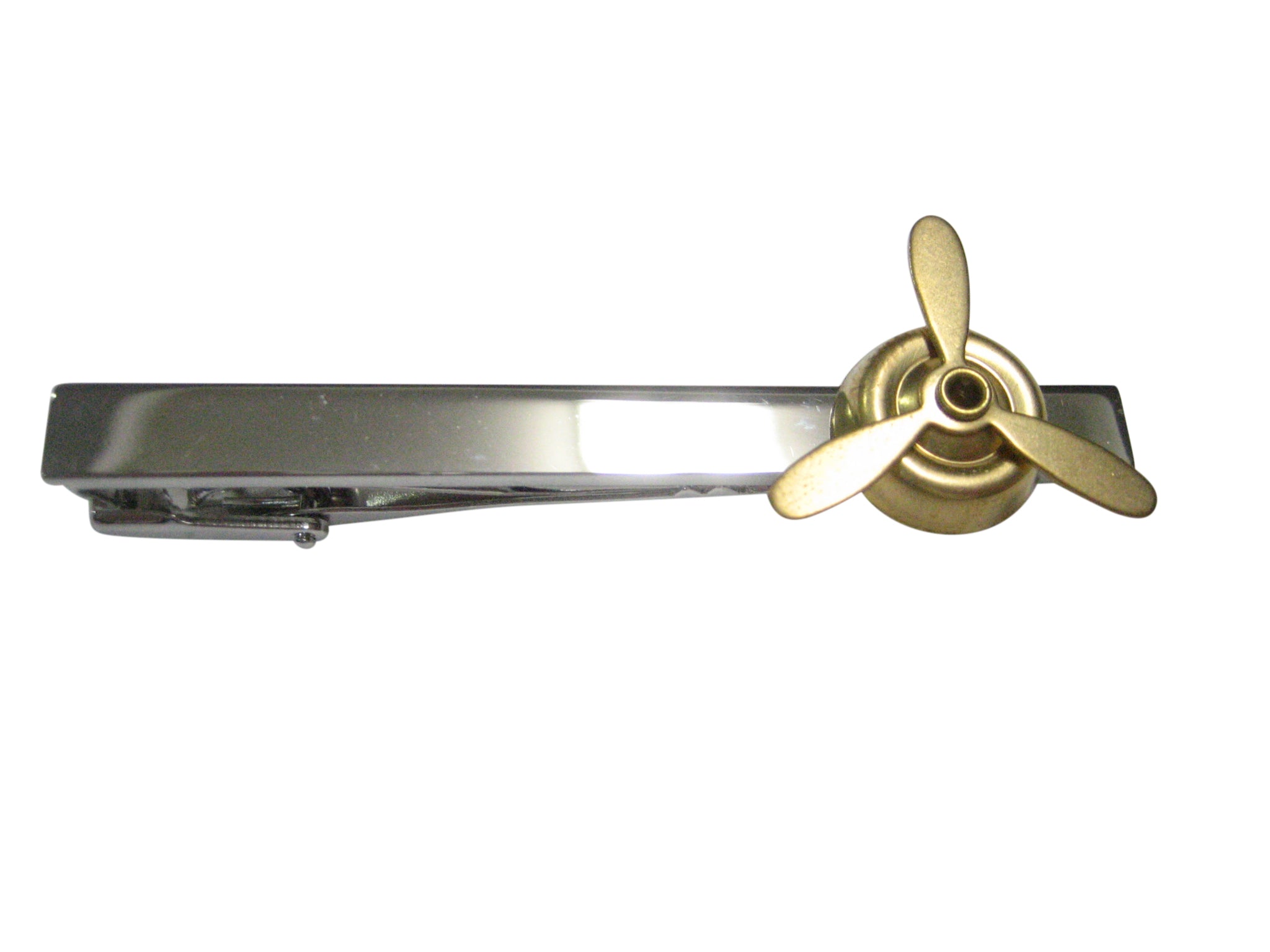 Gold Toned Airplane Propeller Pendant Tie Clip
