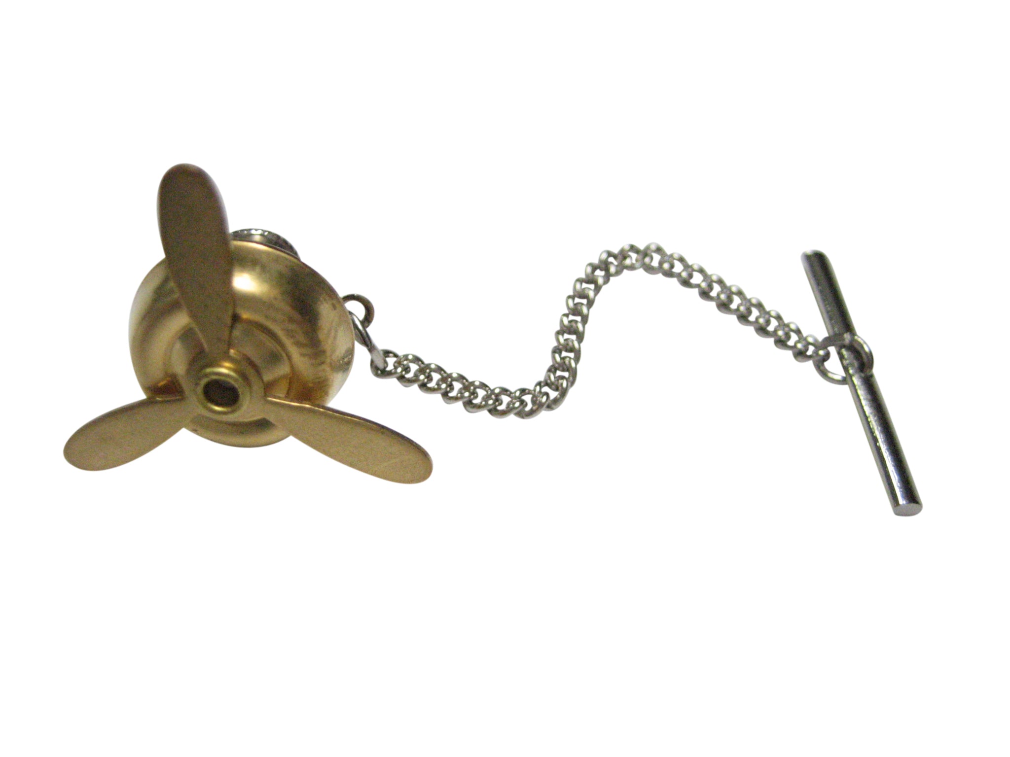 Gold Toned Airplane Propeller Tie Tack