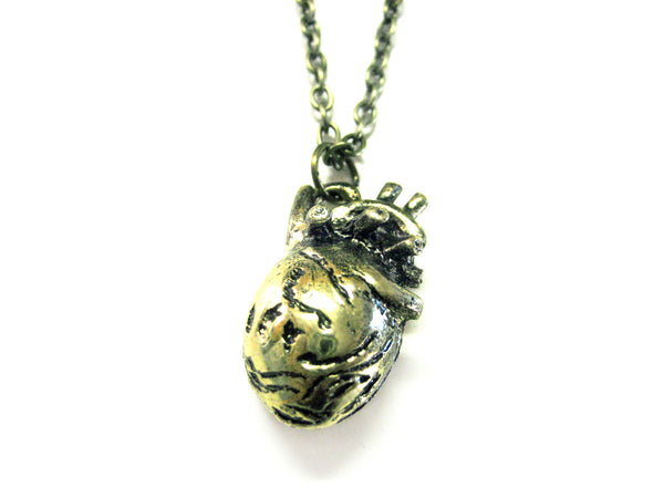 Gold Toned Anatomical Heart Necklace