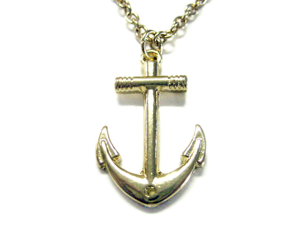Gold Toned Nautical Anchor Necklace