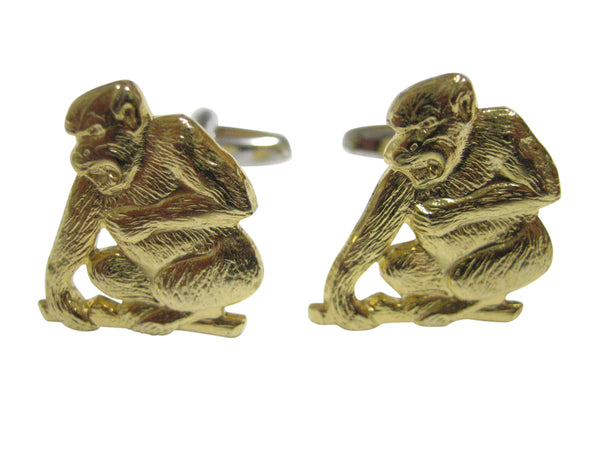 Gold Toned Angry Monkey Cufflinks