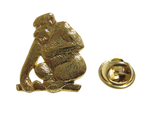 Gold Toned Angry Monkey Lapel Pin