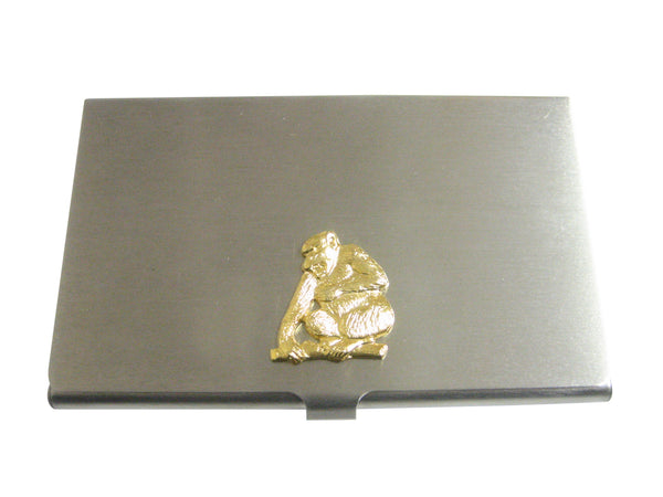 Gold Toned Angry Monkey Pendant Business Card Holder