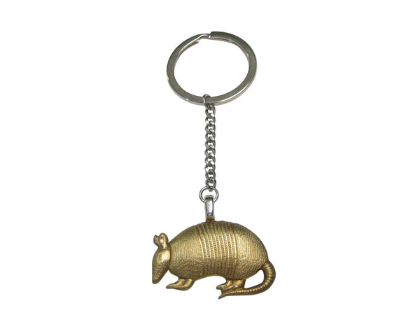 Gold Toned Armadillo Pendant Keychain