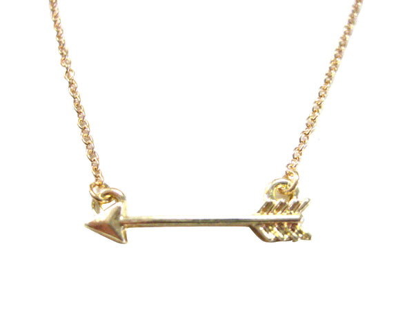 Gold Toned Arrow Design Pendant Necklace