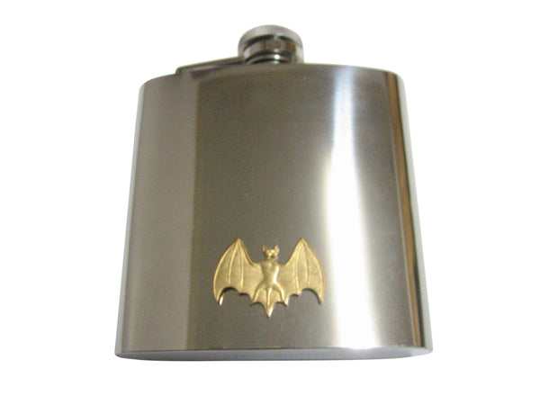 Gold Toned Bat Pendant 6 Oz. Stainless Steel Flask