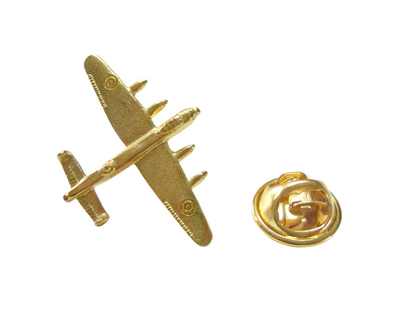 Gold Toned Bomber Plane Lapel Pin