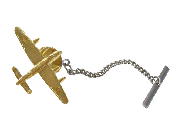 Gold Toned Bomber Plane Tie Tack