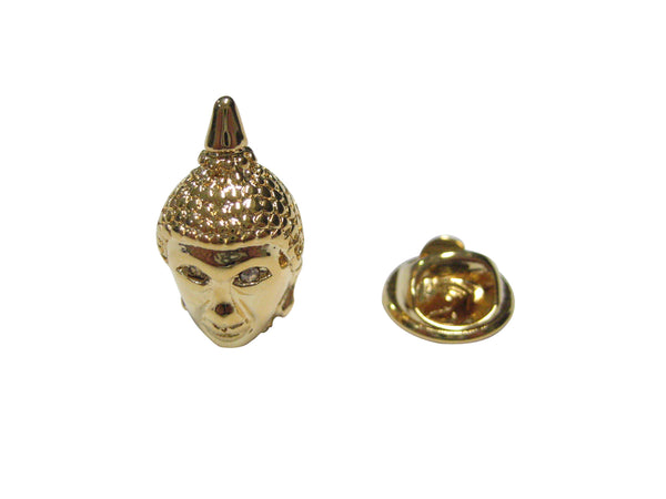 Gold Toned Buddha Head Buddhism Lapel Pin