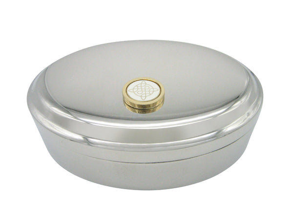 Gold Toned Celtic Design Pendant Oval Trinket Jewelry Box