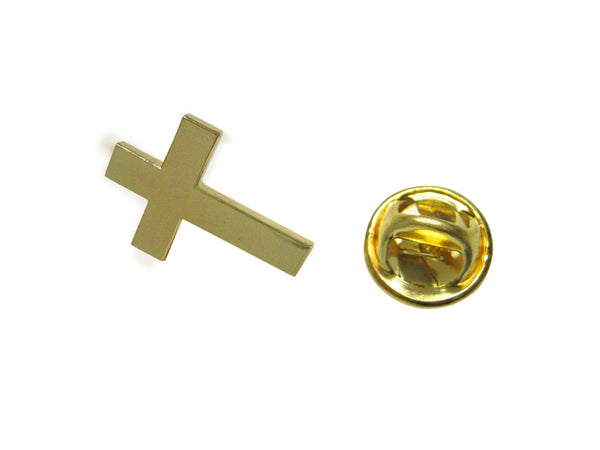 Gold Toned Religious Cross Lapel Pin