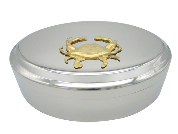 Gold Toned Crab Pendant Oval Trinket Jewelry Box