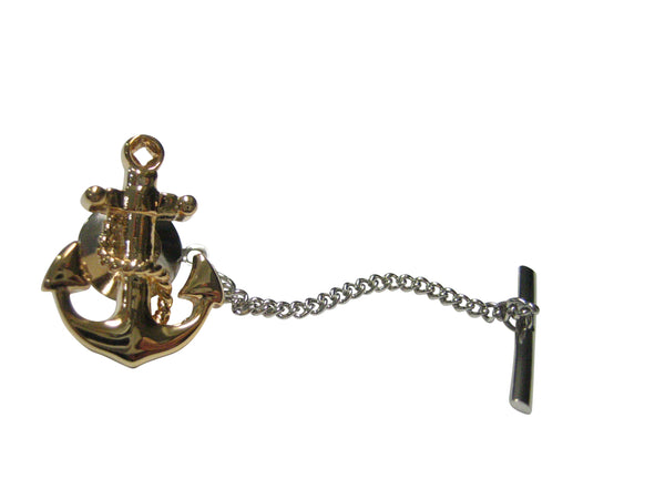 Gold Toned Detailed Nautical Anchor Tie Tack