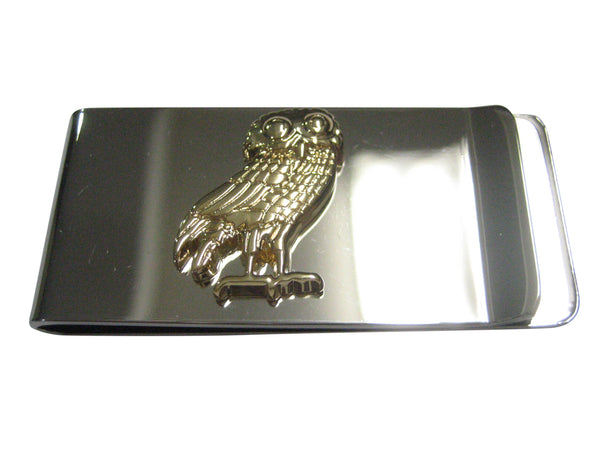 Gold Toned Detailed Owl of Athena Bird Money Clip
