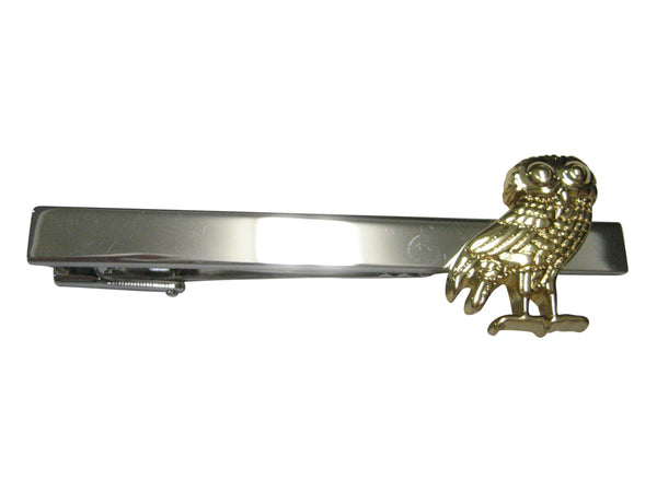 Gold Toned Detailed Owl of Athena Bird Tie Clip