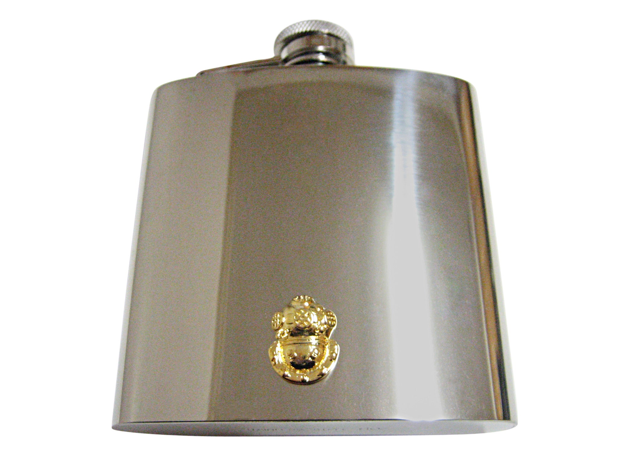 Gold Toned Divers Helmet 6 Oz. Stainless Steel Flask