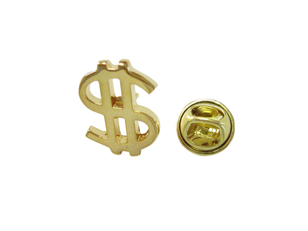 Gold Toned Dollar Sign Lapel Pin
