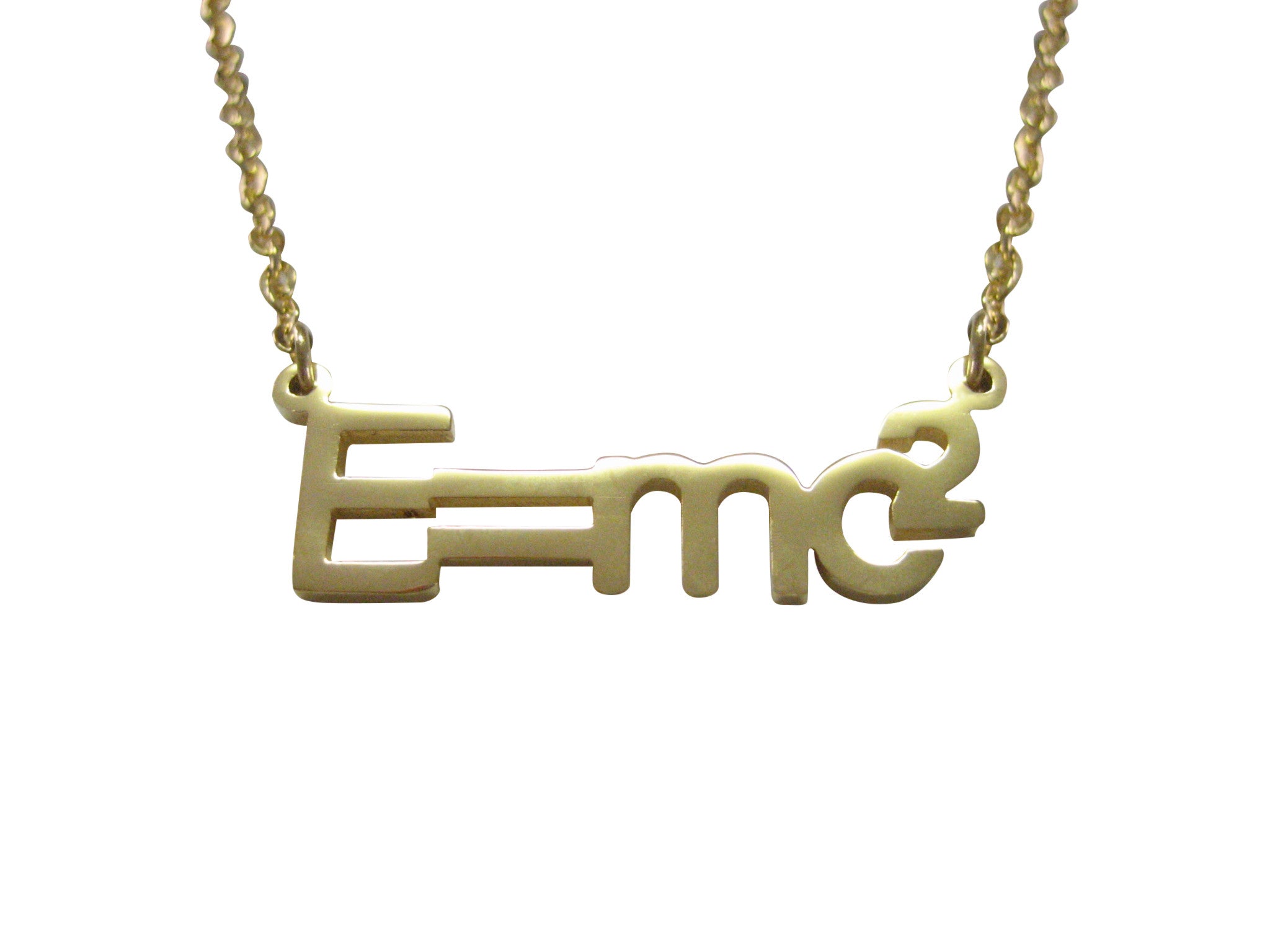 Gold Toned EMC2 Einstein Pendant Necklace