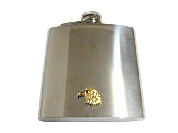 Gold Toned Eagle Bird Head 6 Oz. Stainless Steel Flask