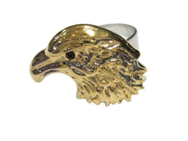 Gold Toned Eagle Bird Head Adjustable Size Fashion Ring