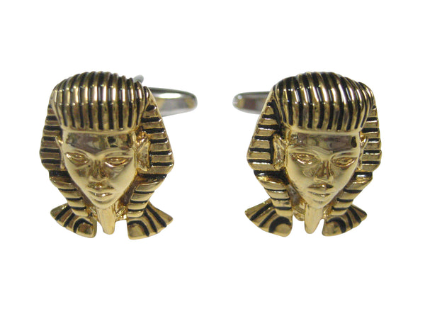 Gold Toned Egyptian King Pharaoh Tut Tutankhamun Cufflinks