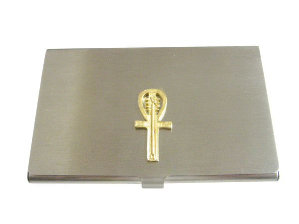 Gold Toned Egyption Ankh Business Card Holder