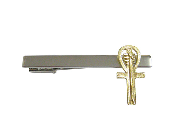 Gold Toned Egyption Ankh Square Tie Clip