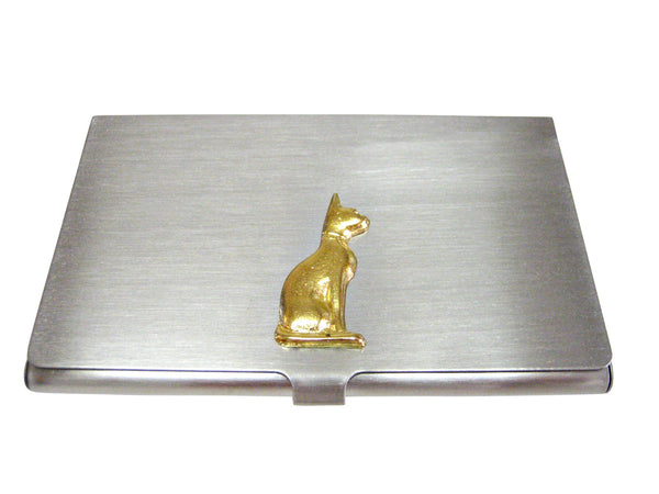 Gold Toned Egyption Cat Business Card Holder