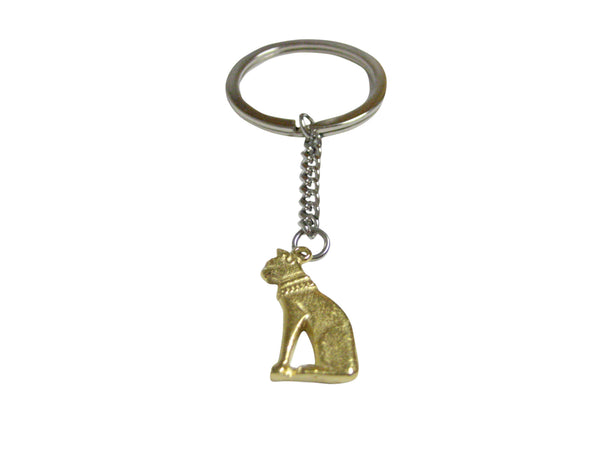 Gold Toned Egyption Cat Pendant Keychain
