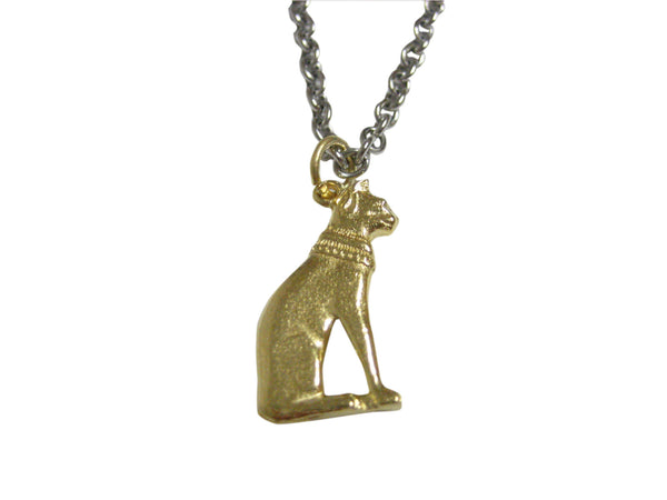 Gold Toned Egyption Cat Pendant Necklace