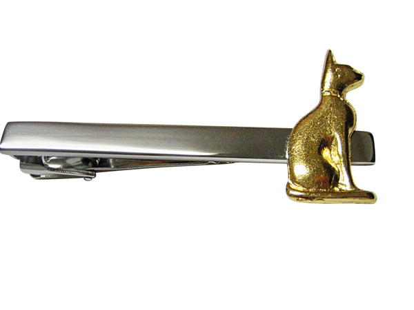 Gold Toned Egyption Cat Square Tie Clip