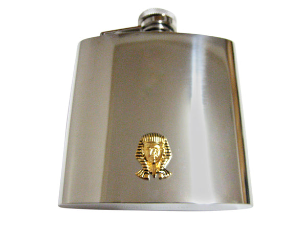 Gold Toned Egyption King Tutankhamun 6 Oz. Stainless Steel Flask