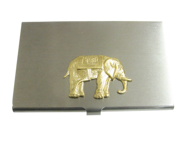 Gold Toned Elephant Pendant Business Card Holder