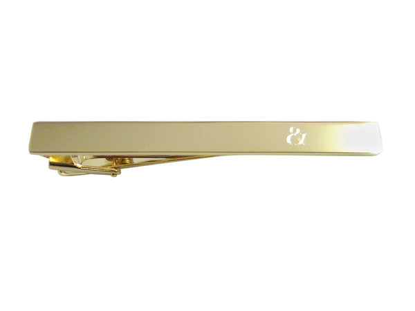 Gold Toned Etched And Ampersand Sign Square Tie Clip