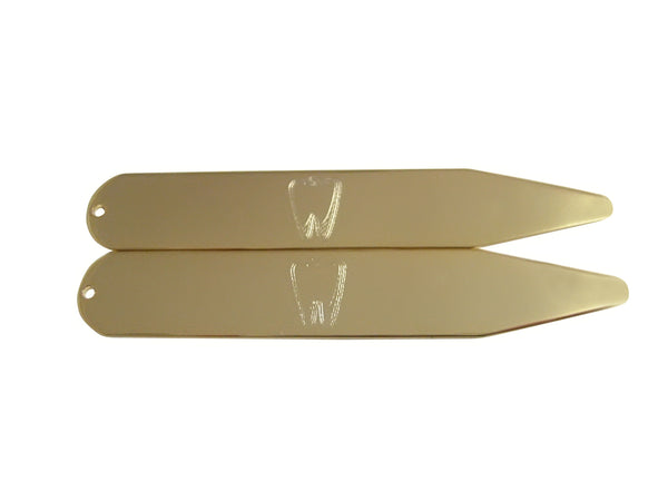Gold Toned Etched Dentist Tooth Collar Stays