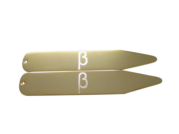Gold Toned Etched Greek Letter Beta Collar Stays