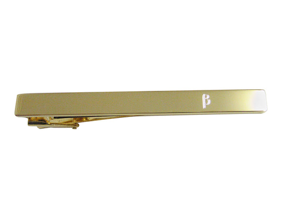 Gold Toned Etched Greek Letter Beta Square Tie Clip