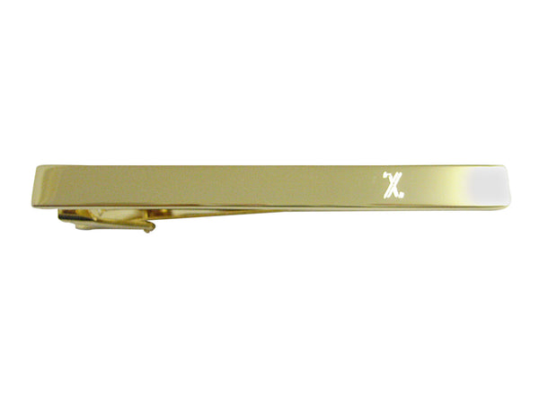 Gold Toned Etched Greek Letter Chi Square Tie Clip
