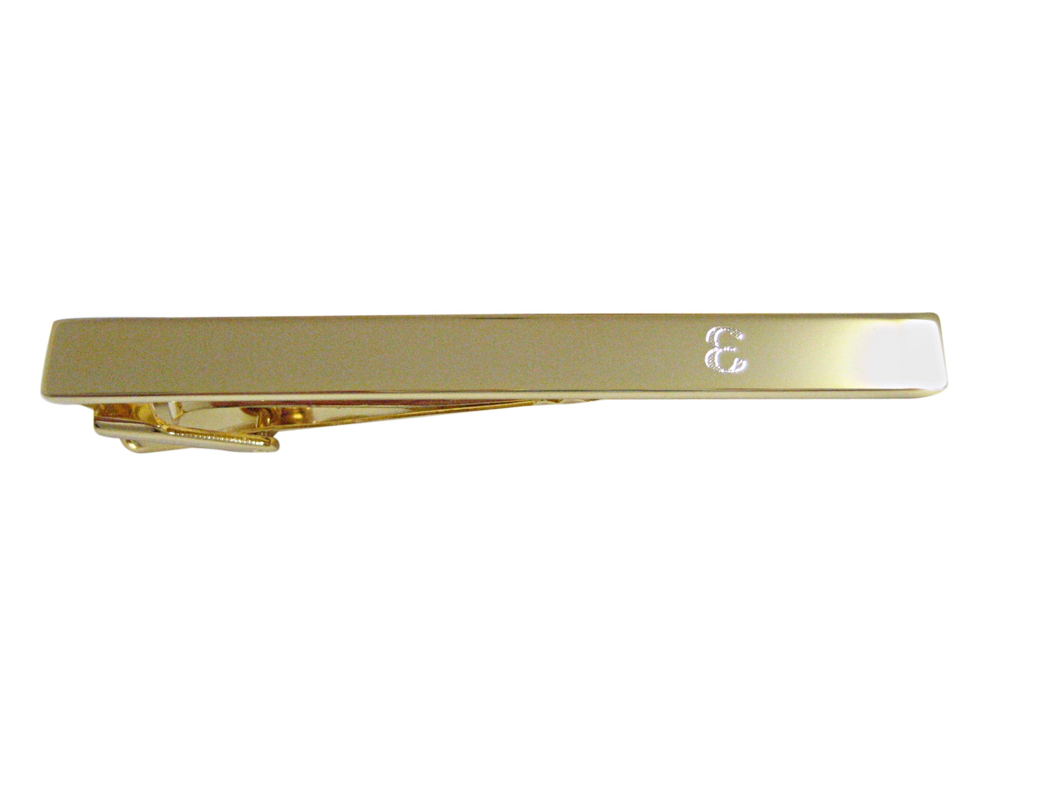 Gold Toned Etched Greek Letter Epsilon Square Tie Clip