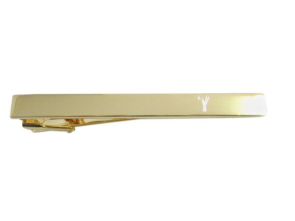 Gold Toned Etched Greek Letter Gamma Square Tie Clip