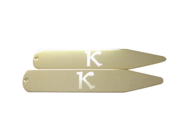 Gold Toned Etched Greek Letter Kappa Collar Stays