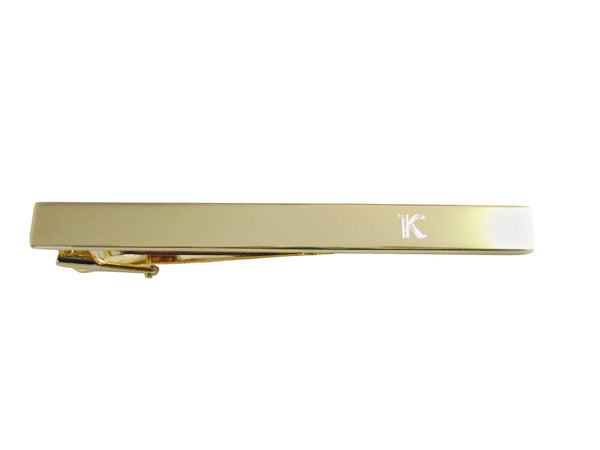 Gold Toned Etched Greek Letter Kappa Square Tie Clip
