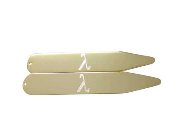 Gold Toned Etched Greek Letter Lambda Collar Stays