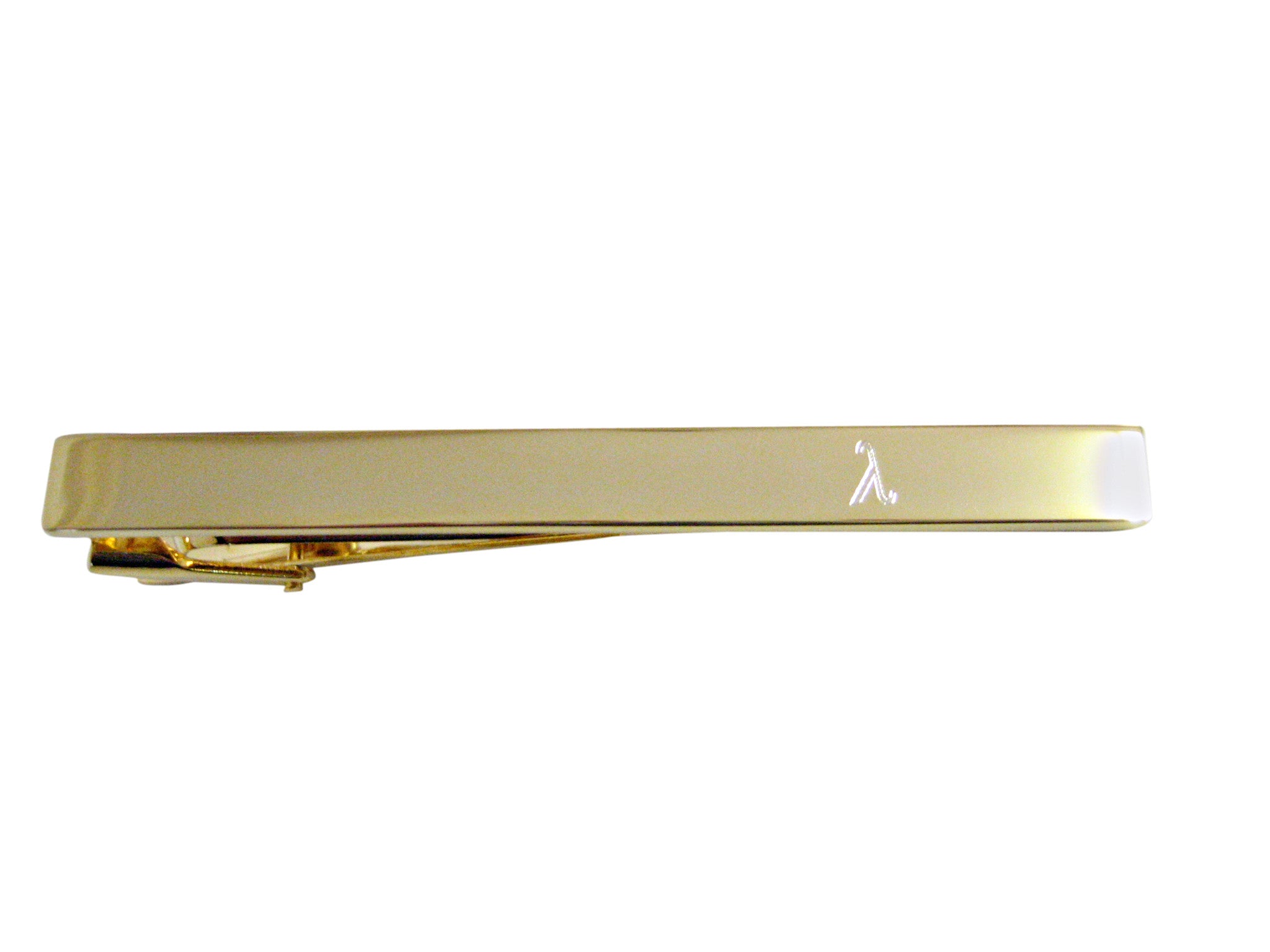 Gold Toned Etched Greek Letter Lambda Square Tie Clip