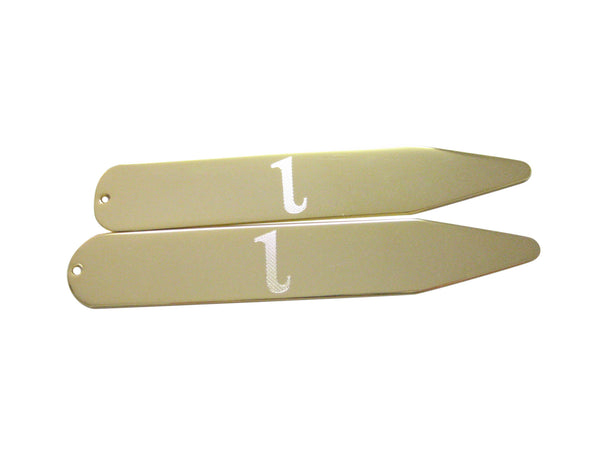 Gold Toned Etched Greek Letter iota Collar Stays